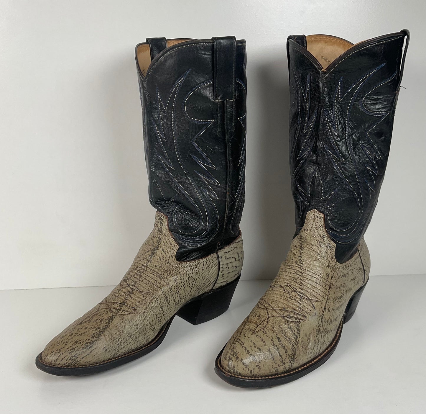 Vintage Shark Skin Cowboy Boots | Exotic | Grey | Men’s 8.5 D