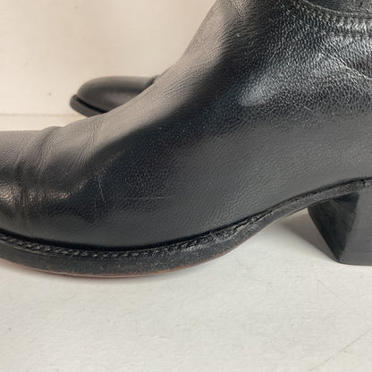 Vintage Lucchese Tall Cowgirl Boots 7 B USA Made Black Calf Skin