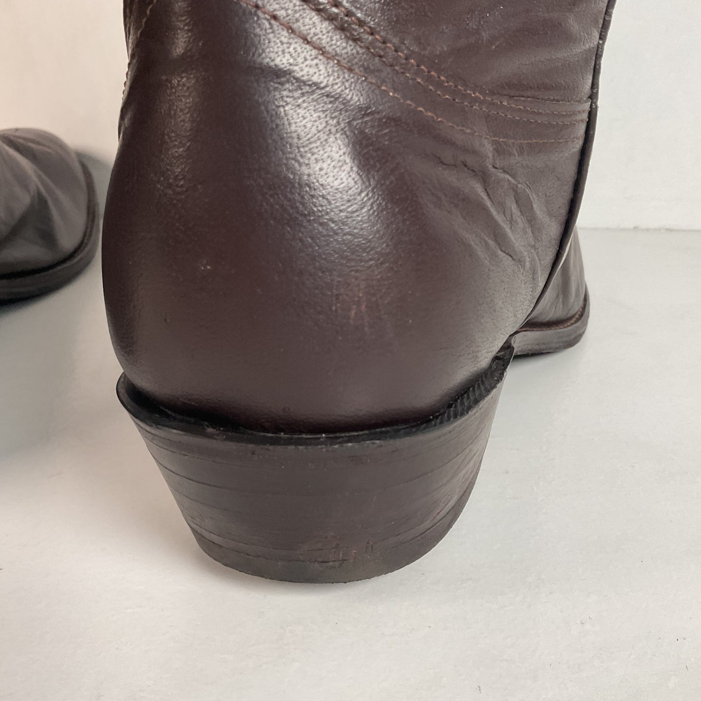 Vintage Nocona Brown Boar Skin Cowboy Boots 13 D Wild Pig