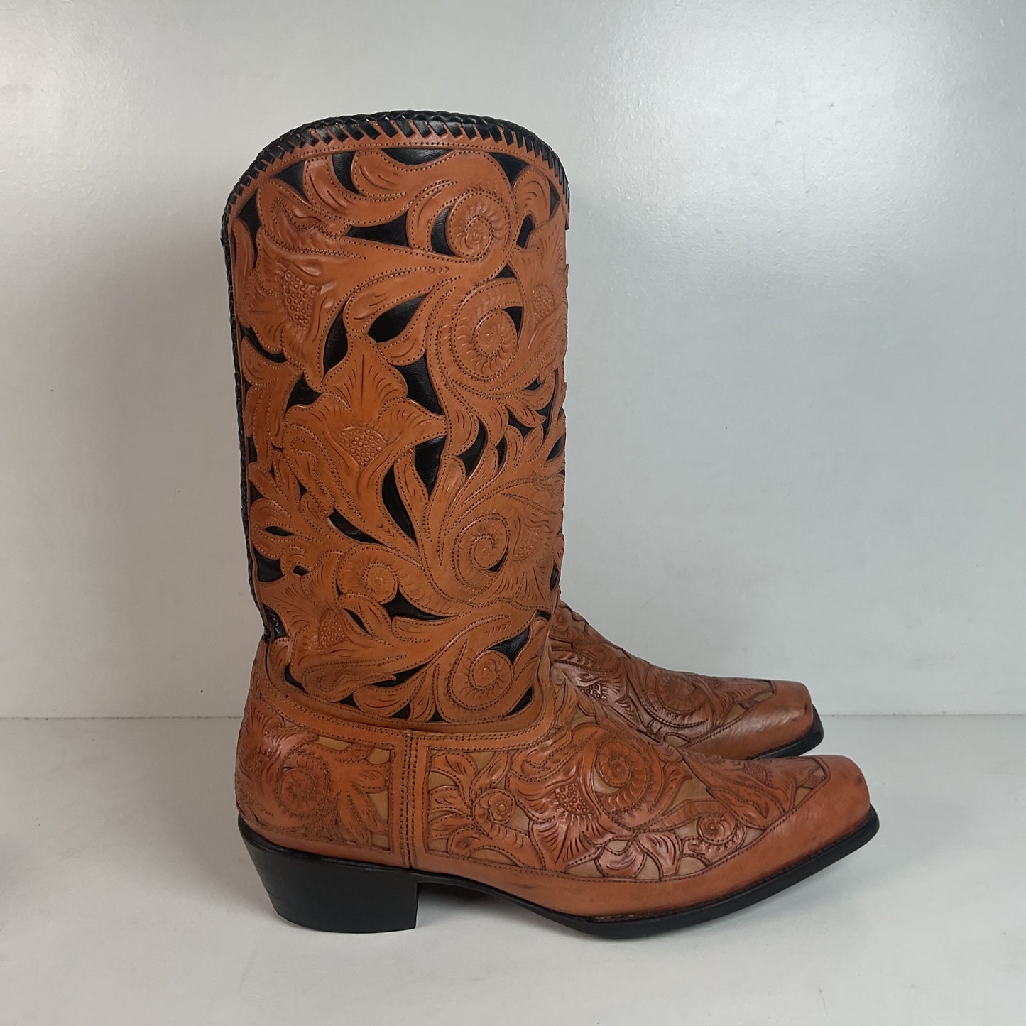 Cock of The Walk Cowboy Boots 12.5 Hand Tooled Carrie Cameron Designs