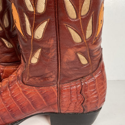 Cuadra Alligator Tail Cowgirl Boots | Butterfly Inlay | Men’s 7 | Women’s 8