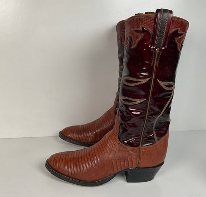 Vintage Tony Lama Teju Lizard Cowgirl Boots | Patent Leather | 6 C | Women’s 7