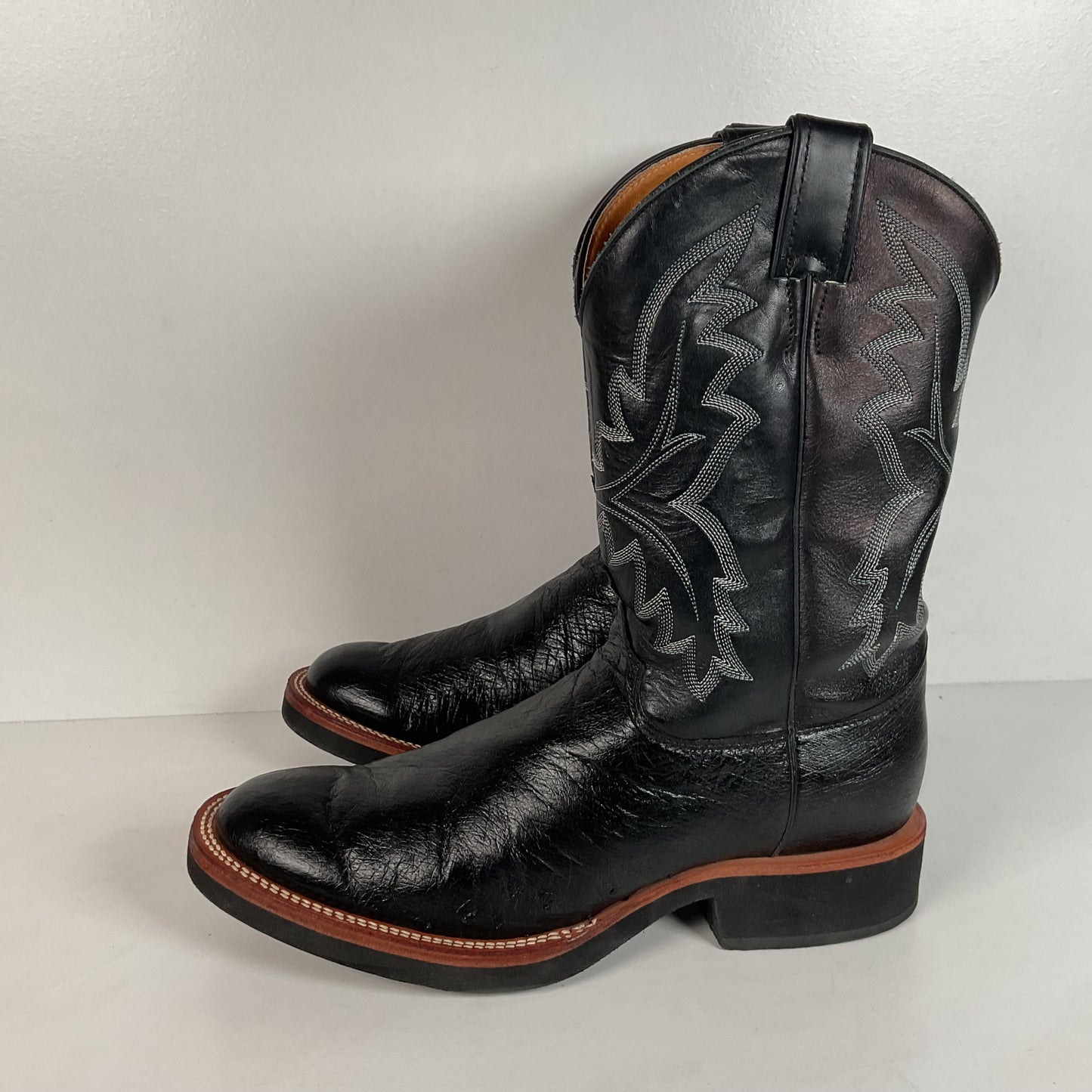 Justin Tekno Crepe | Smooth Ostrich Roper Boots | Exotic | USA Made | Men’s 10 D
